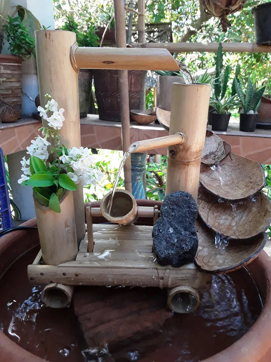 Bamboo And Coconut shell TableTop Fountain-ArtyCraftz