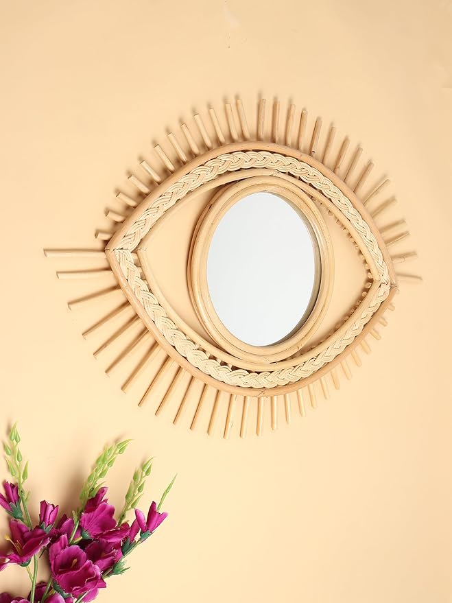 Bamboo Rattan Eye Wall Mirror