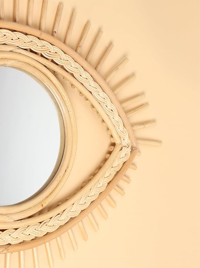 Bamboo Rattan Eye Wall Mirror