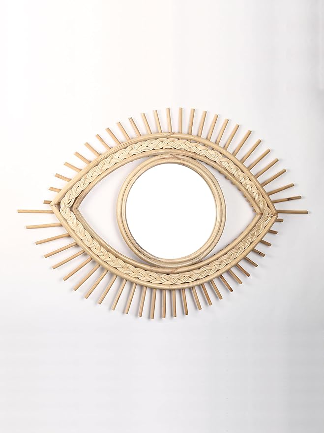 Bamboo Rattan Eye Wall Mirror