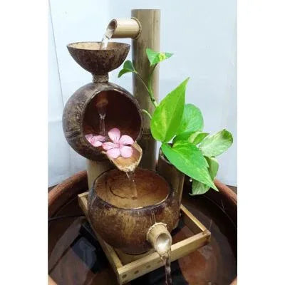 Bamboo and Coconut Bowl Water Fountain
