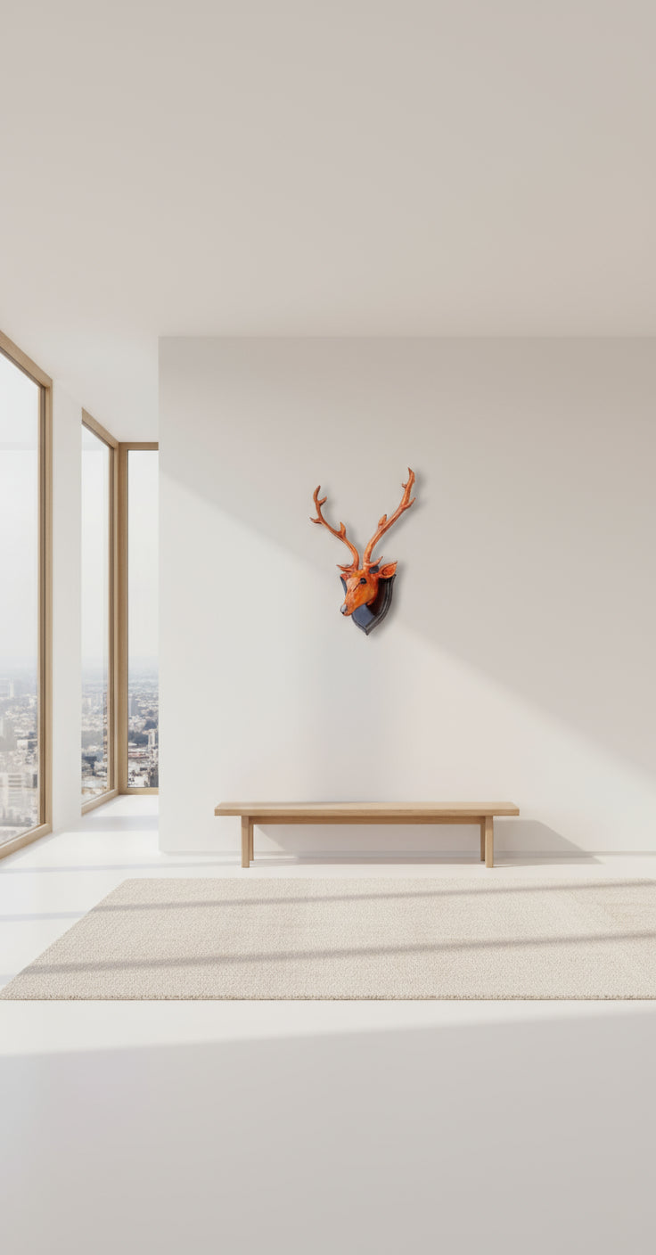Bankura Wooden Deer Head Wall Hanging-ArtyCraftz.com