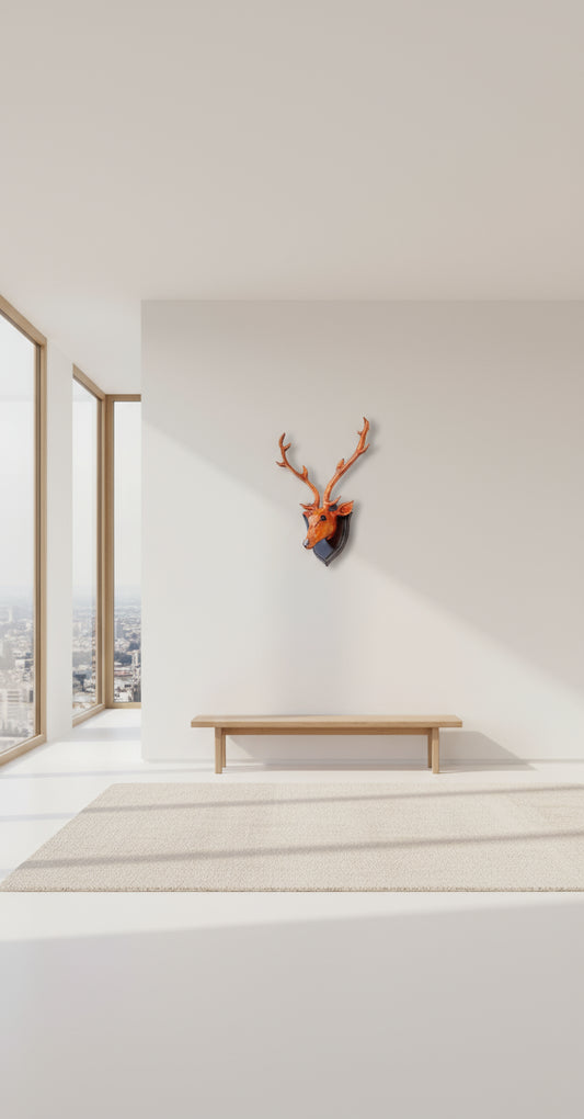 Bankura Wooden Deer Head Wall Hanging-ArtyCraftz.com