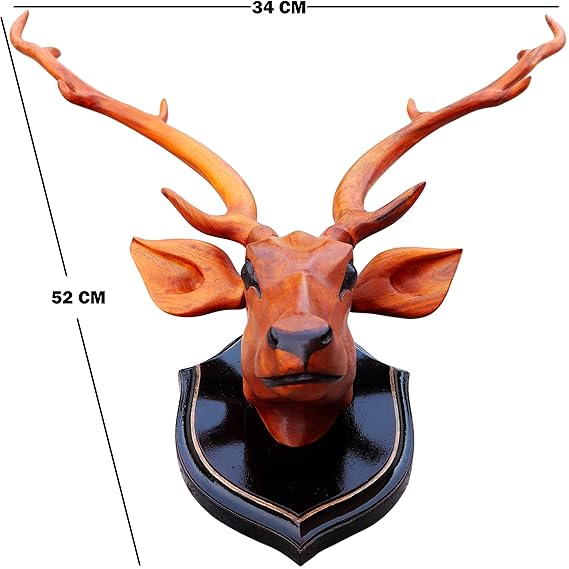 Bankura Wooden Deer Head Wall Hanging-ArtyCraftz.com