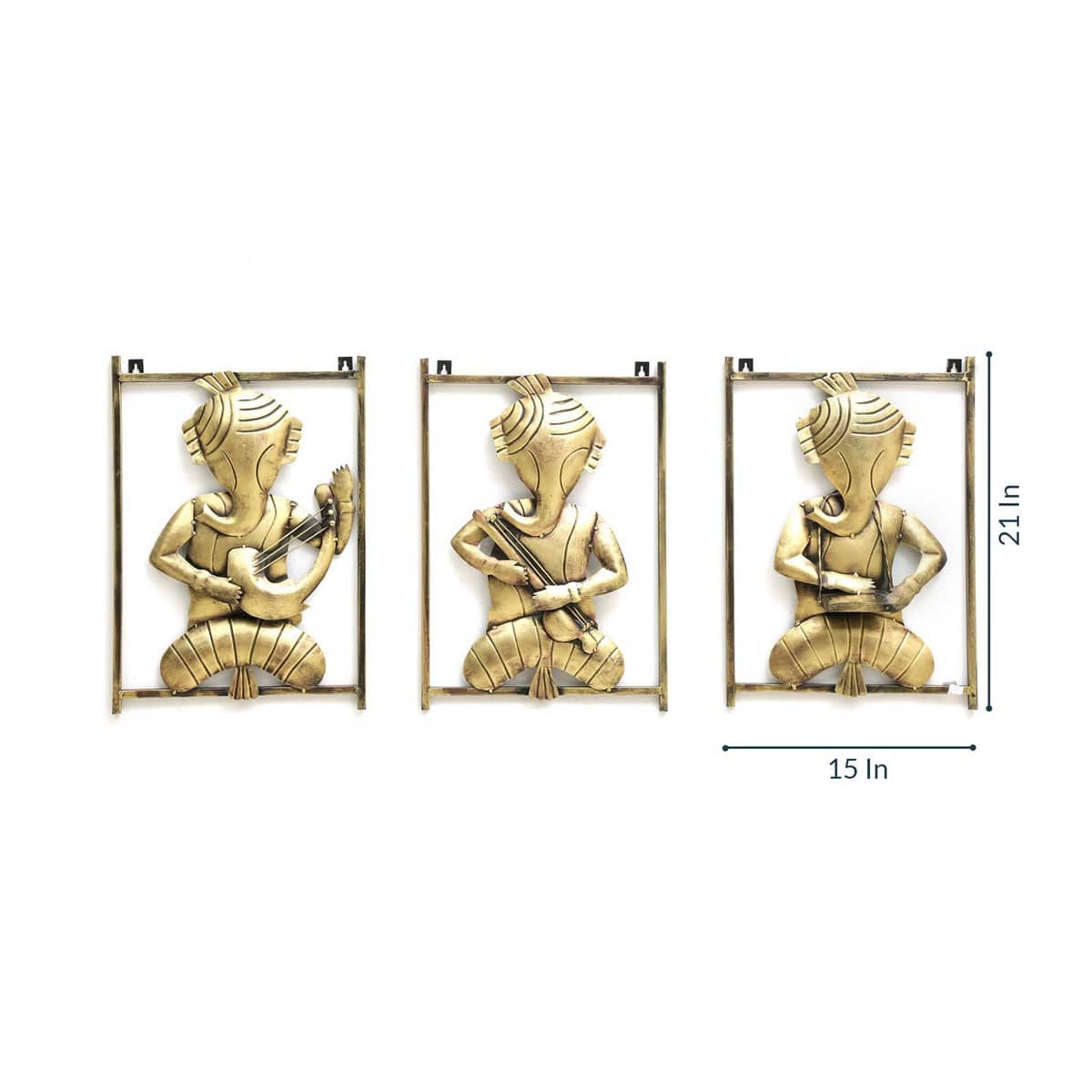 Handcrafted Metal 3 Ganesha Frame Wall Decor