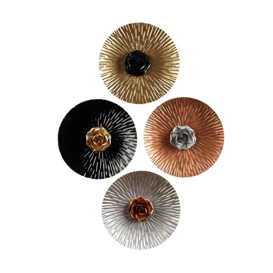 Beautiful Metallic Roses on Plates Wall Art-ArtyCraftz.com