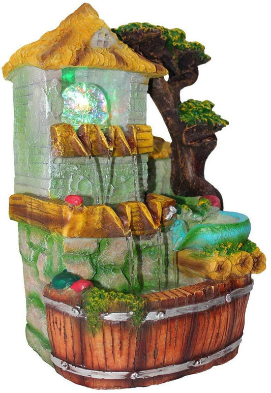 Beautiful Multi Color Hut Water Fountain with LED Lights and Crystal Ball - ArtyCraftz.com