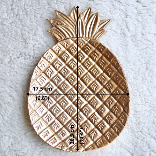 Behoma Metal Pineapple Shape 10 inches Tray for Home Decor Gifting Item | Holi, Festival, Pooja Decorative Item for Living Room Dining Ofice Center Table | Golden Colour