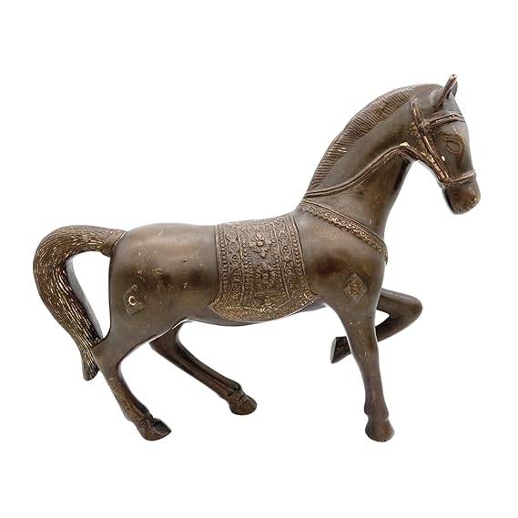 Bhunes Brass Brown Horse Statue Showpiece - ArtyCraftz.com