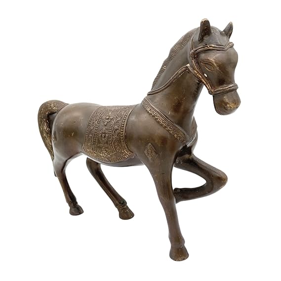 Bhunes Brass Brown Horse Statue Showpiece - ArtyCraftz.com