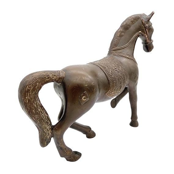 Bhunes Brass Brown Horse Statue Showpiece - ArtyCraftz.com