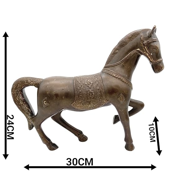 Bhunes Brass Brown Horse Statue Showpiece - ArtyCraftz.com