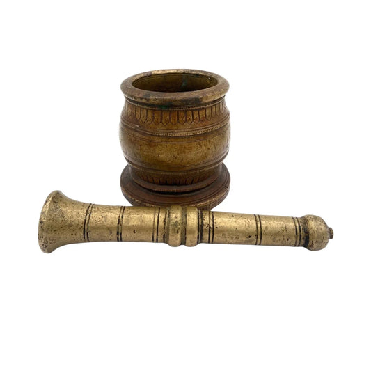 Bhunes Brass Vintage Mortar Pestle - ArtyCraftz.com