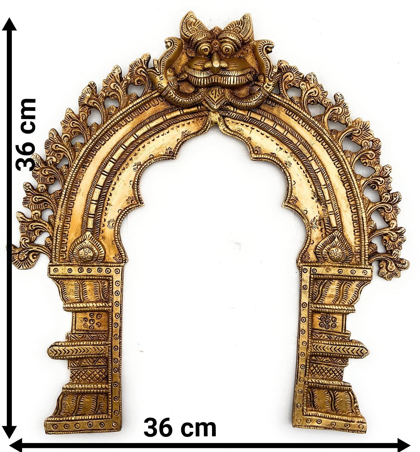 Bhunes Yazhi with exotic flowers Brass Prabhavali-ArtyCraftz.com