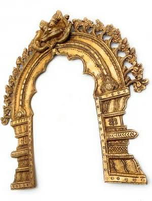 Bhunes Yazhi with exotic flowers Brass Prabhavali - ArtyCraftz.com