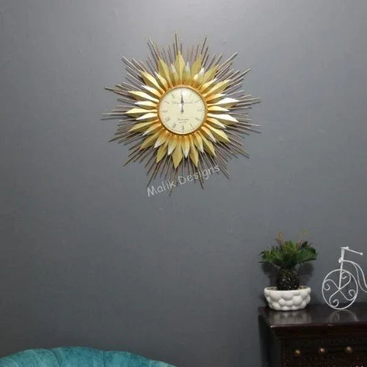 Big Size Golden Sunset Large Metal Wall Clock Unique - ArtyCraftz.com