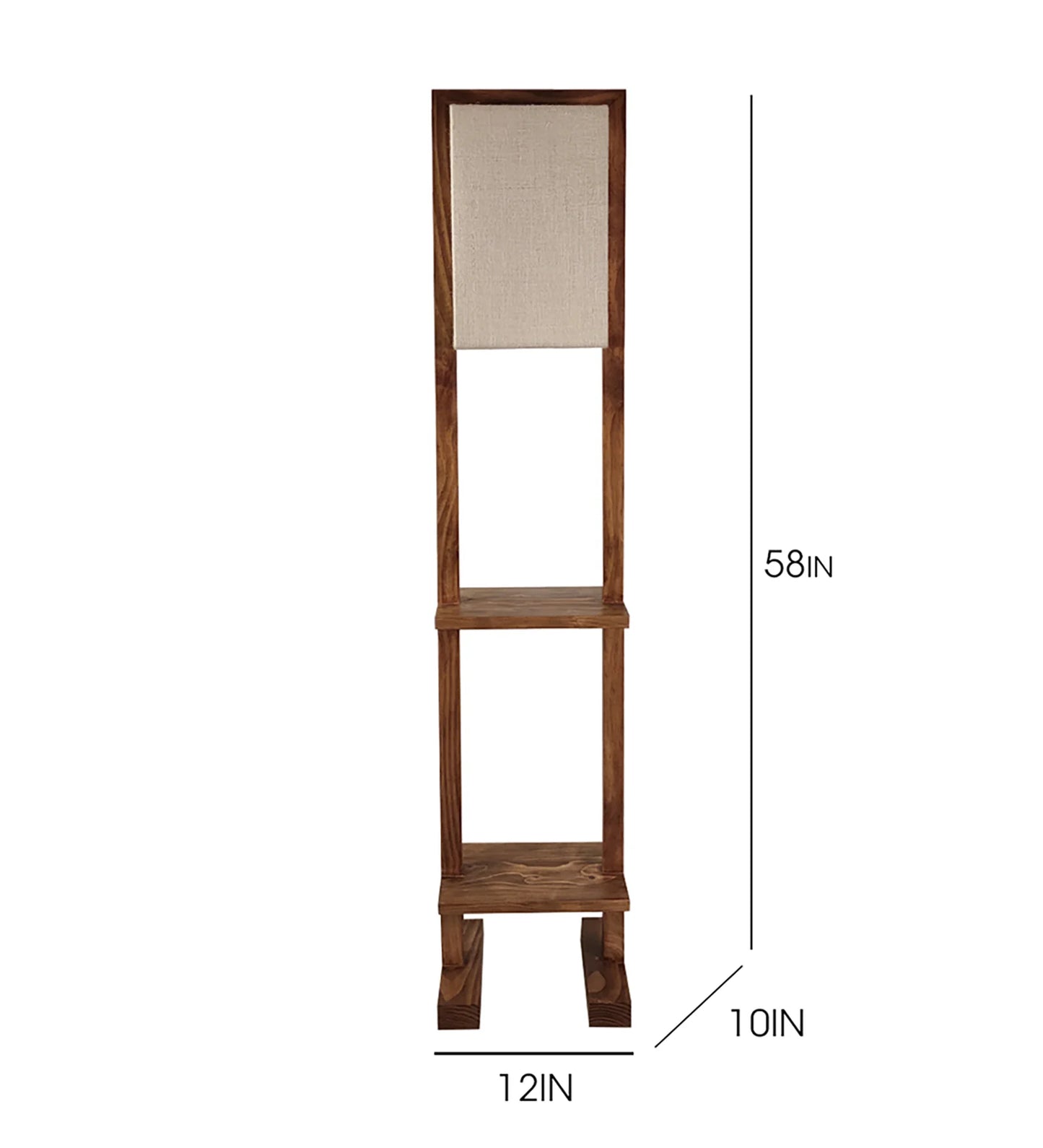 Biped Wooden Floor Lamp with Brown Base and Beige Fabric Lampshade - ArtyCraftz.com