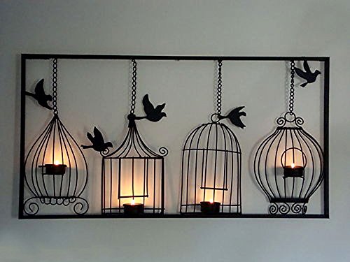 Bird Cage Wall Art with Candle Holder