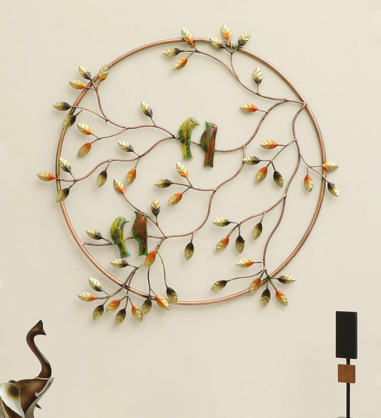 Birds on Branch Round Metal Wall Art -ArtyCraftz.com