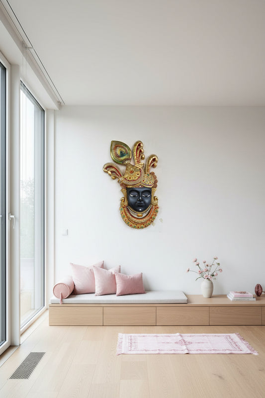 Black Krishna Face Wall Decor-ArtyCraftz.com