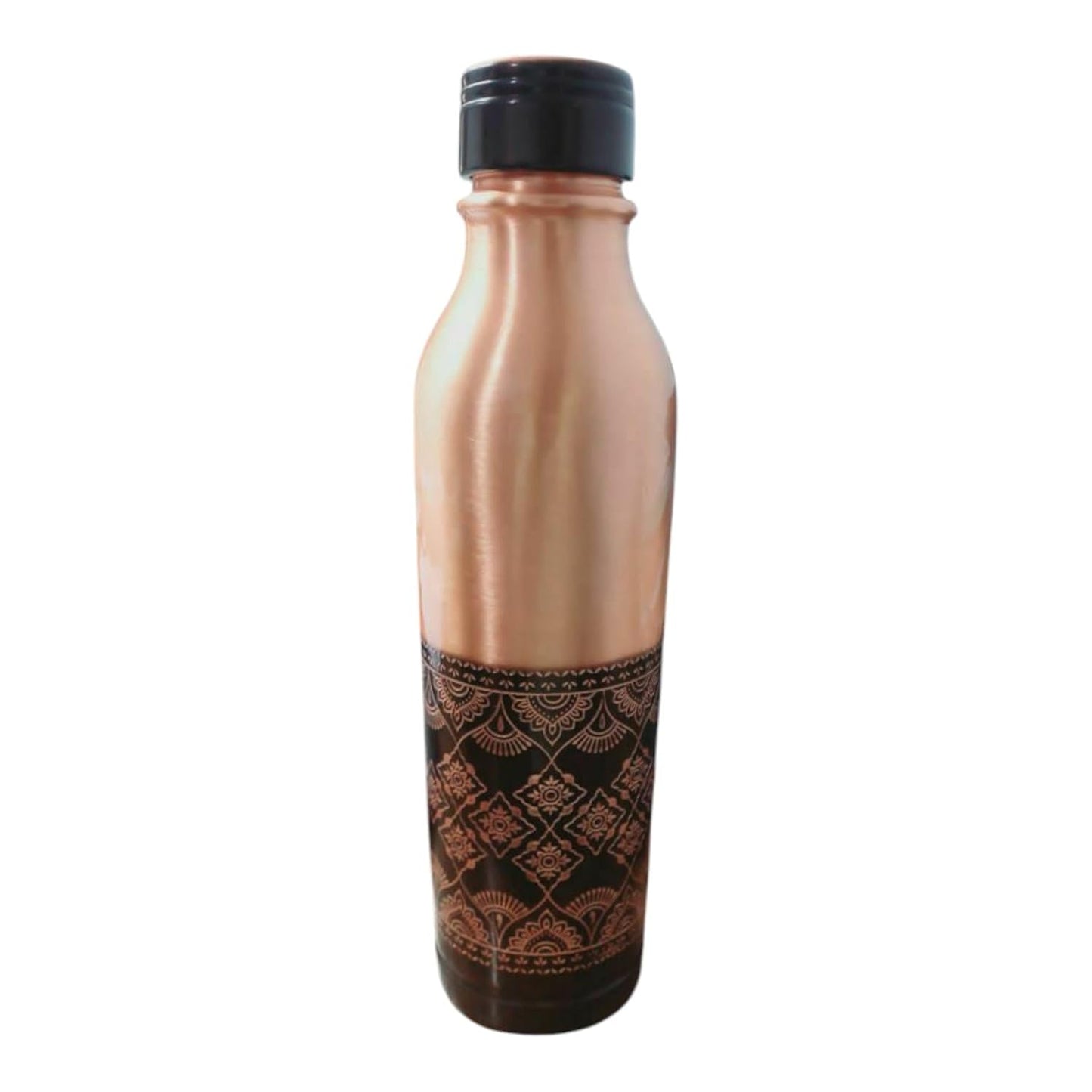 Black Floral Printed Copper Water Bottle-ArtyCraftz.com