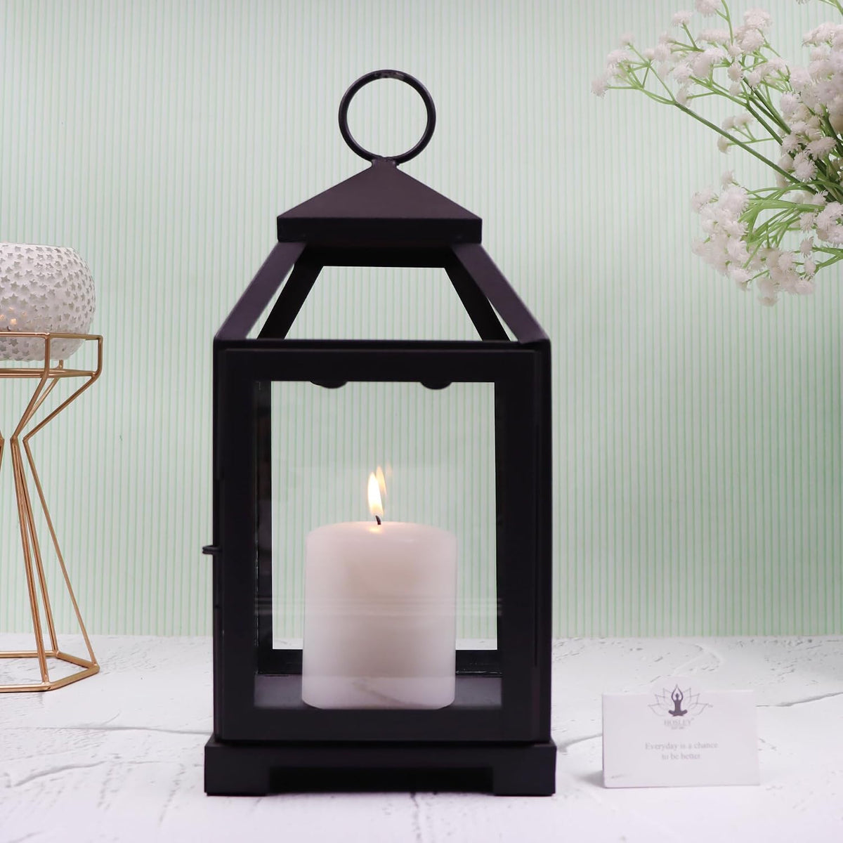 Black Iron Candle Lantern 12 Inch-artycraftz.com