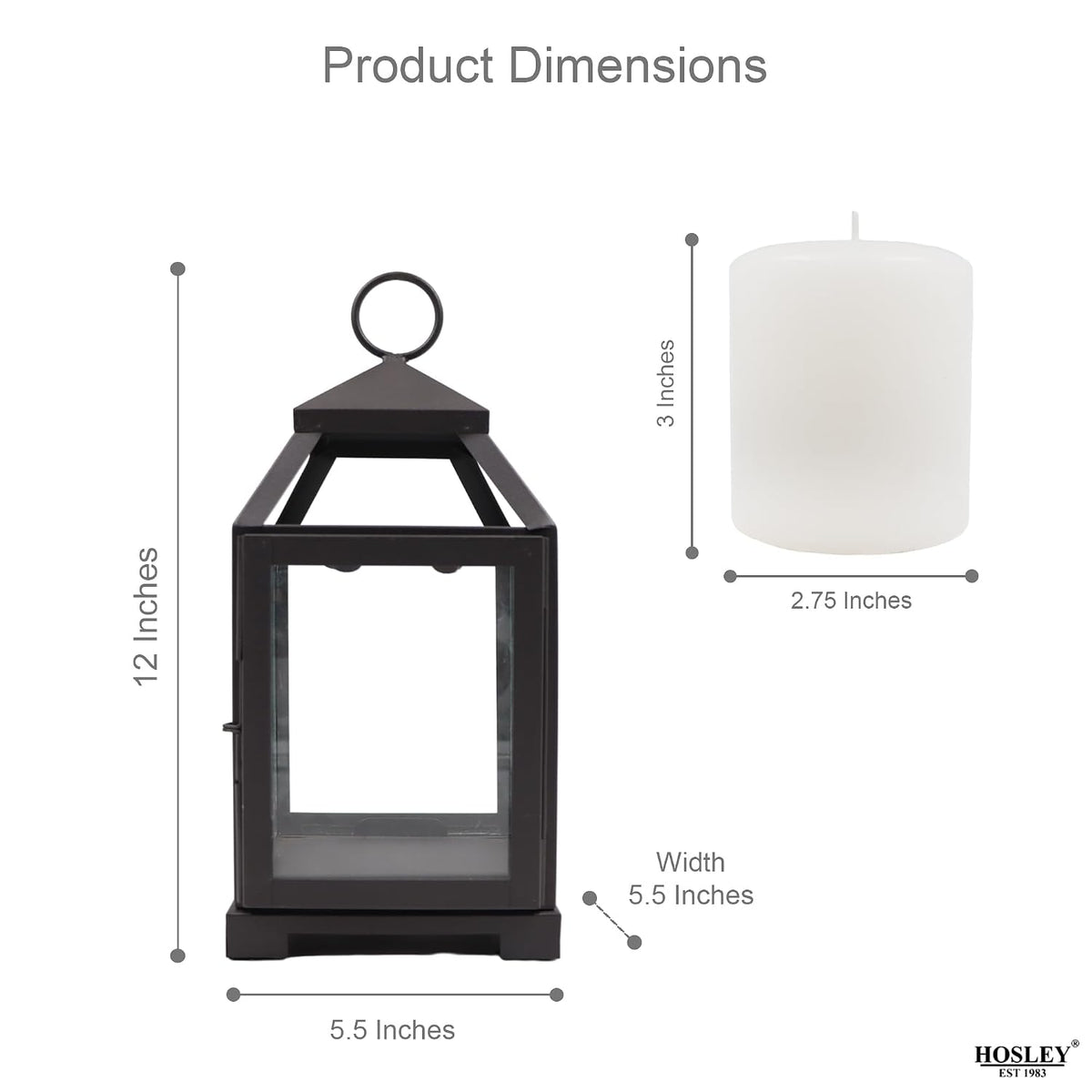 Black Iron Candle Lantern 12 Inch-artycraftz.com