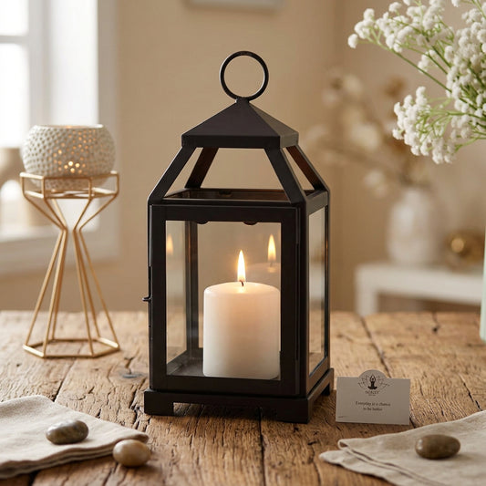 Black Iron Candle Lantern 12 Inch-artycraftz.com