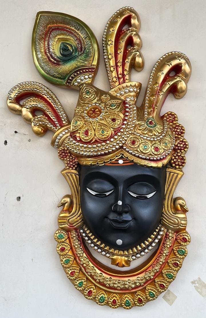 Black Krishna Face Wall Decor-ArtyCraftz.com