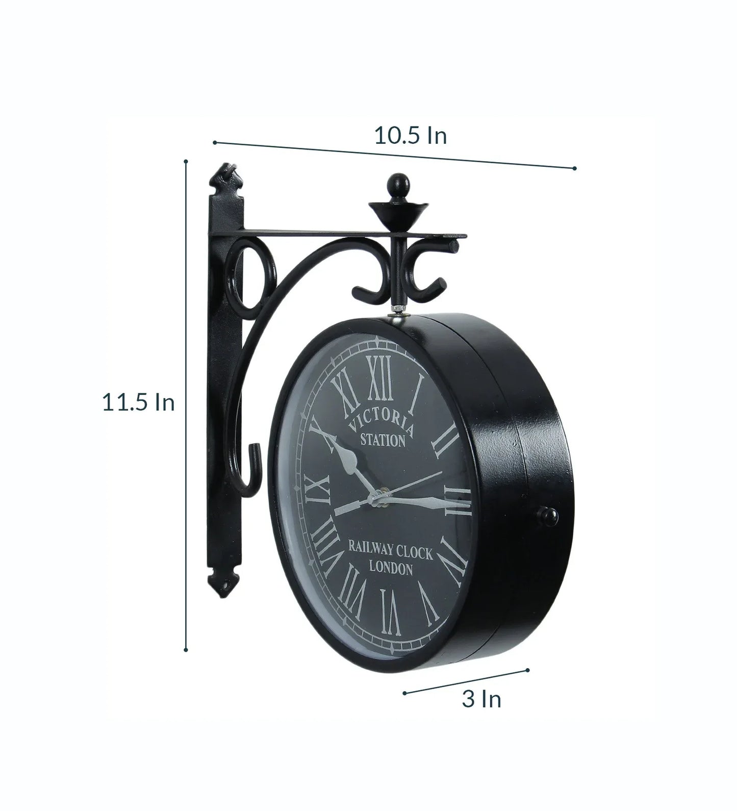 Black Metal Analog Railway Clock