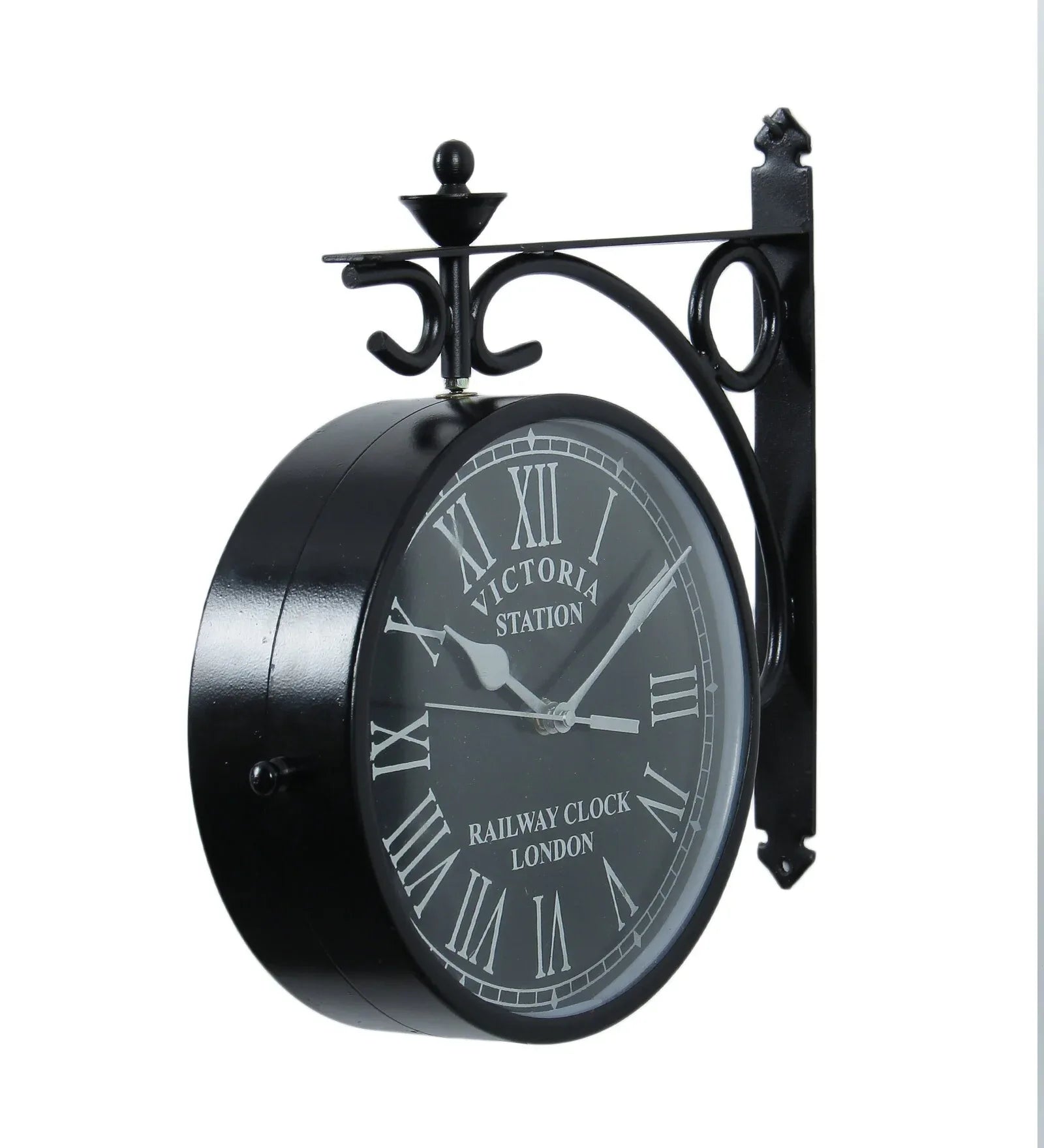 Black Metal Analog Railway Clock