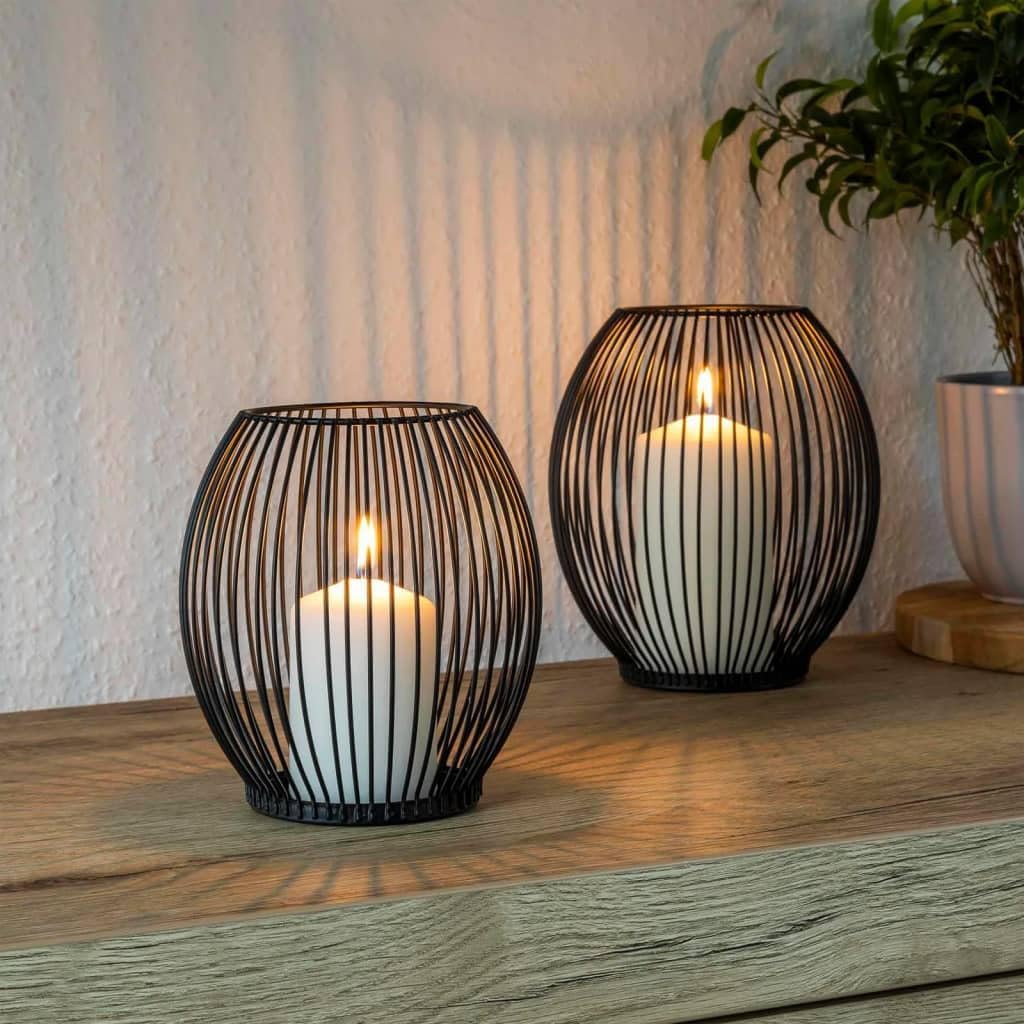 Black Metal Wired Candle Holders