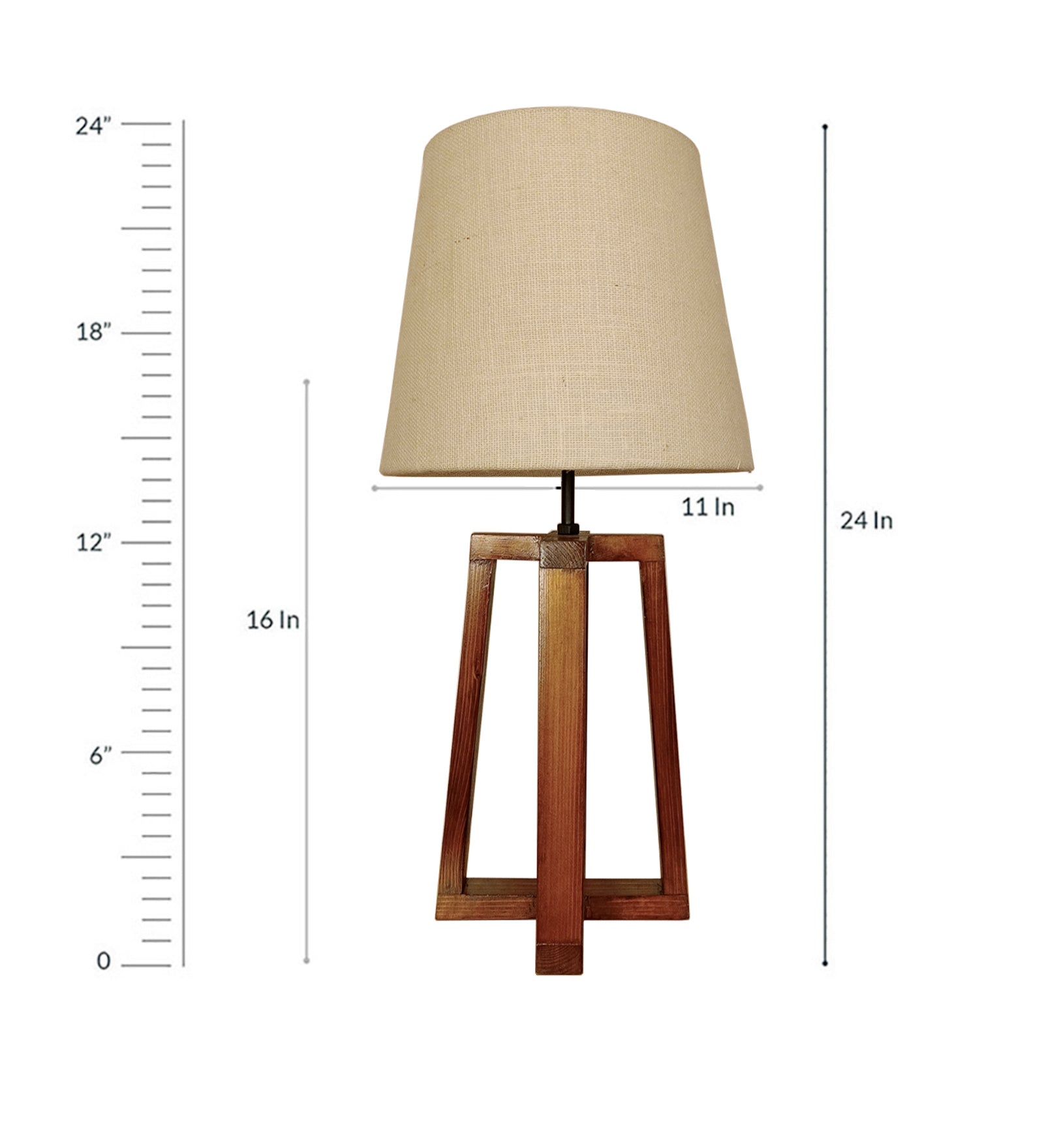 Blender Brown Wooden Table Lamp with White Fabric Lampshade - ArtyCraftz.com