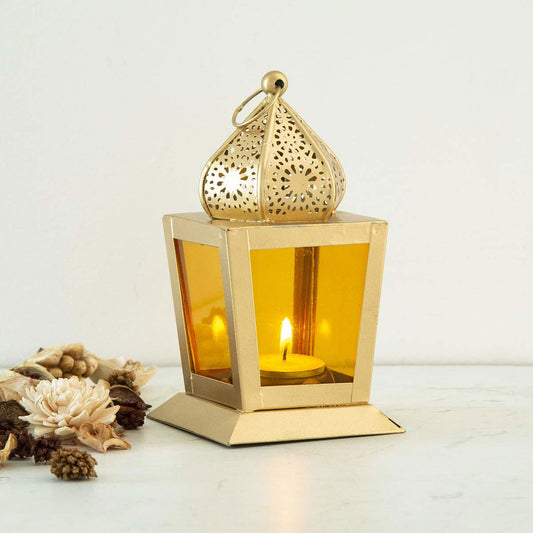 Blossom Square Hanging Lantern with t-Light Candle Yellow - ArtyCraftz.com