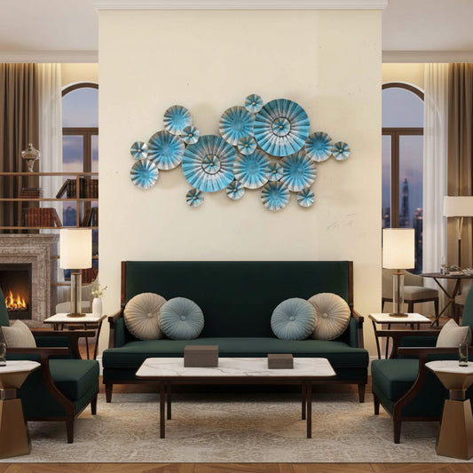 Blue Flowers Abstract Metal Wall Art-ArtyCraftz.com