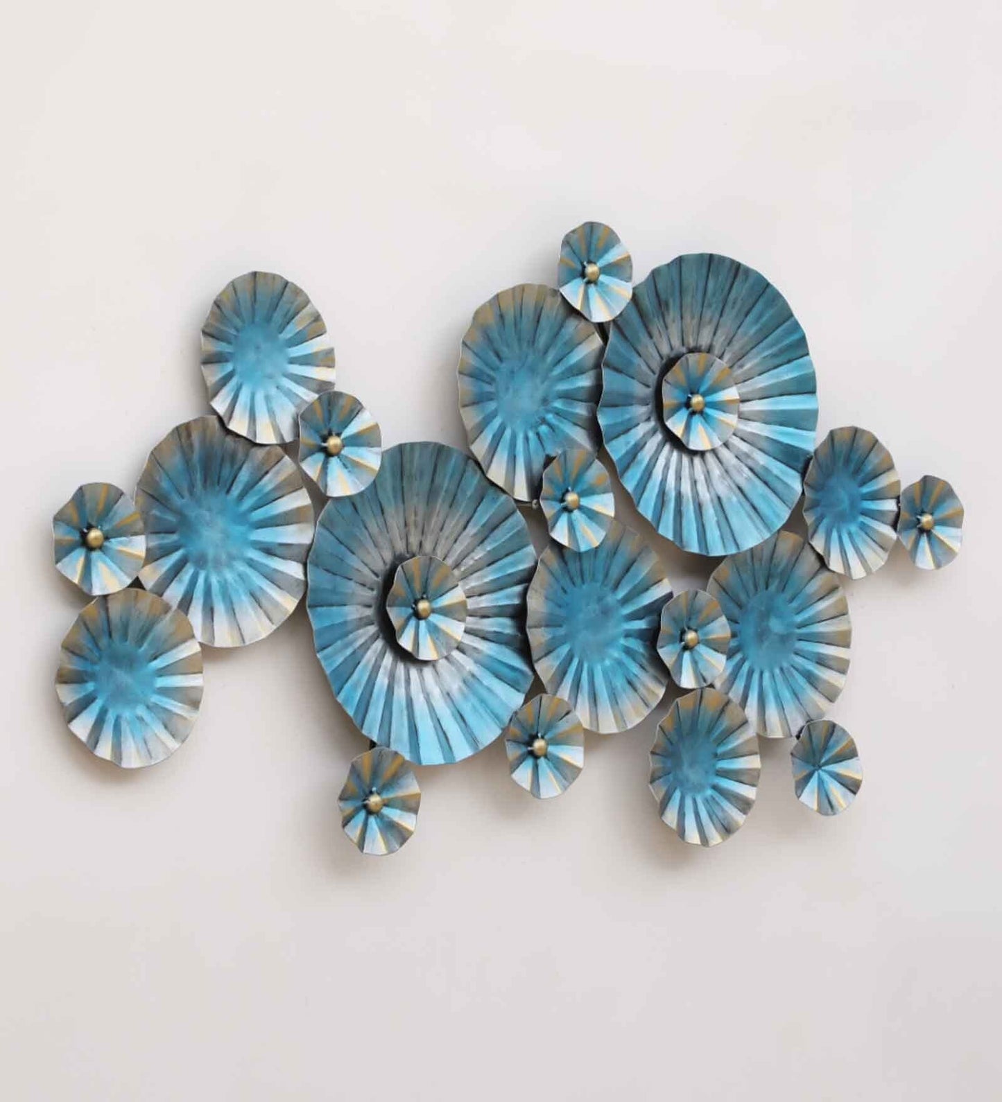 Blue Flowers Abstract Metal Wall Art-ArtyCraftz.com