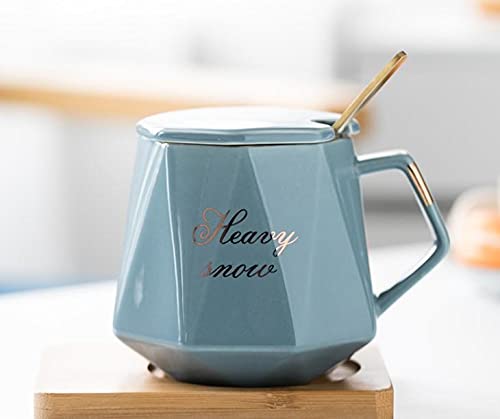 Coffee Tea Ceramic Mug Cup with Spoon and lid-ArtyCraftz.com