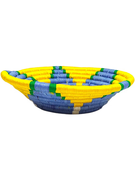 Blue Floral Yellow Sabai Grass Basket-ArtyCraftz.com