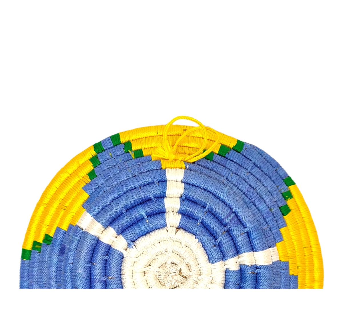 Blue Floral Yellow Sabai Grass Wall Plate Hanging view-ArtyCraftz.com