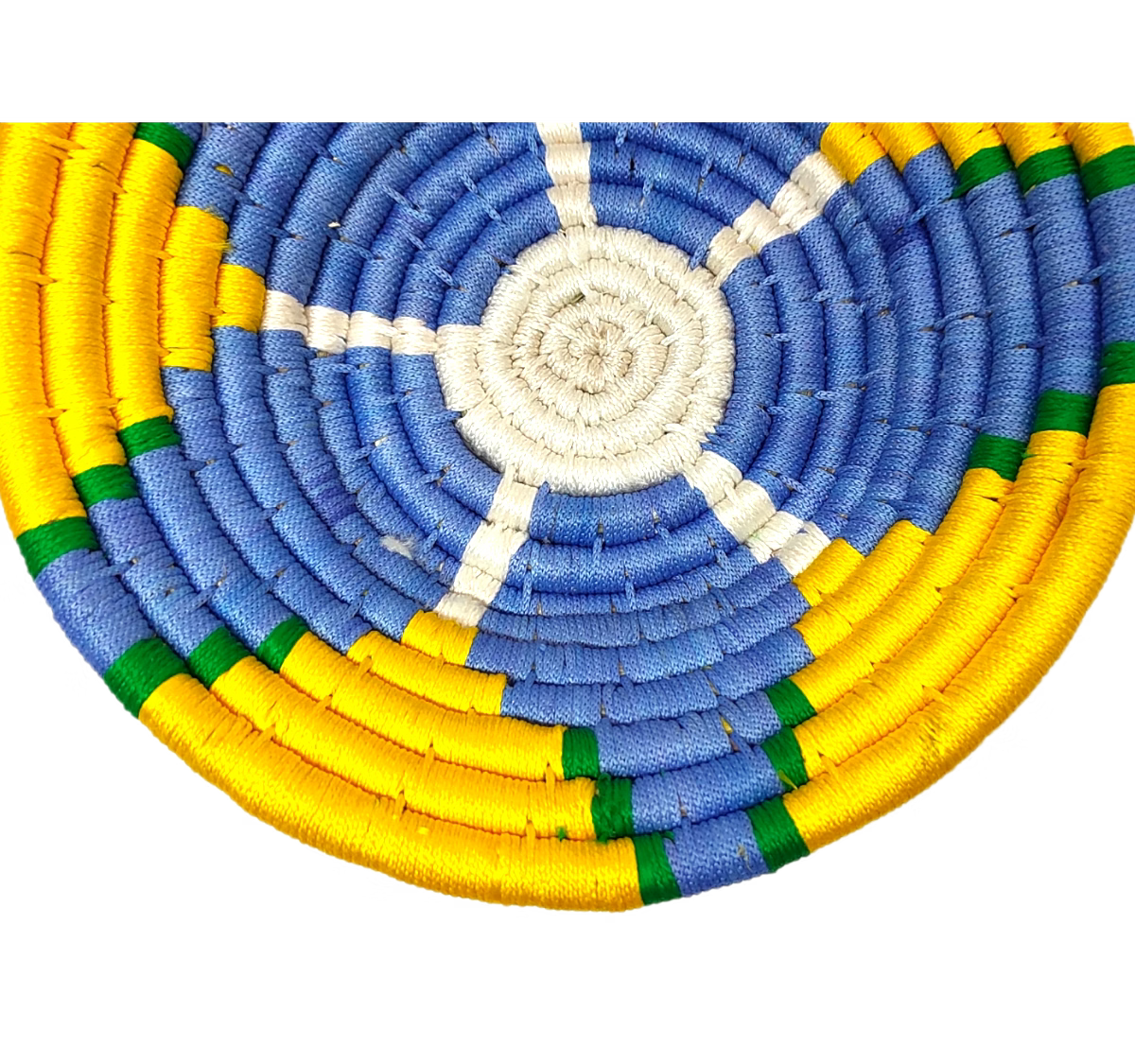 Blue Floral Yellow Sabai Grass Wall Plate- artyCraftz.com
