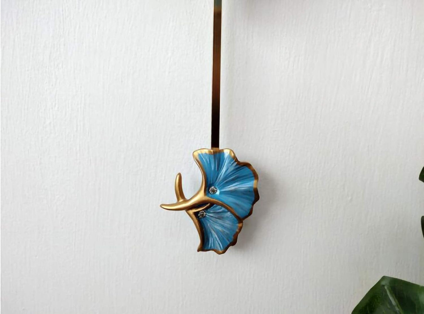 Blue Ginko Leaf Wall Clock