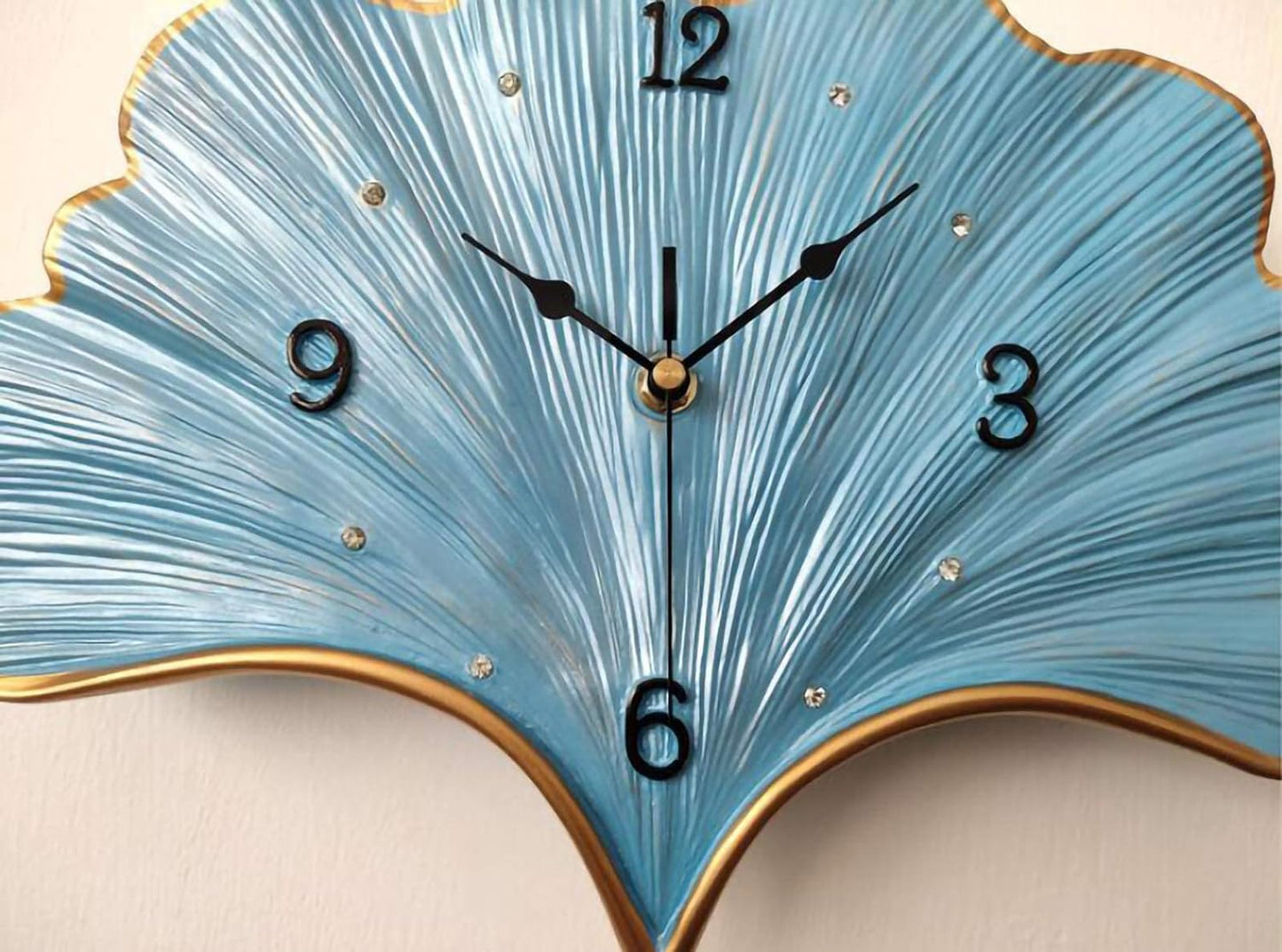 Blue Ginko Leaf Wall Clock