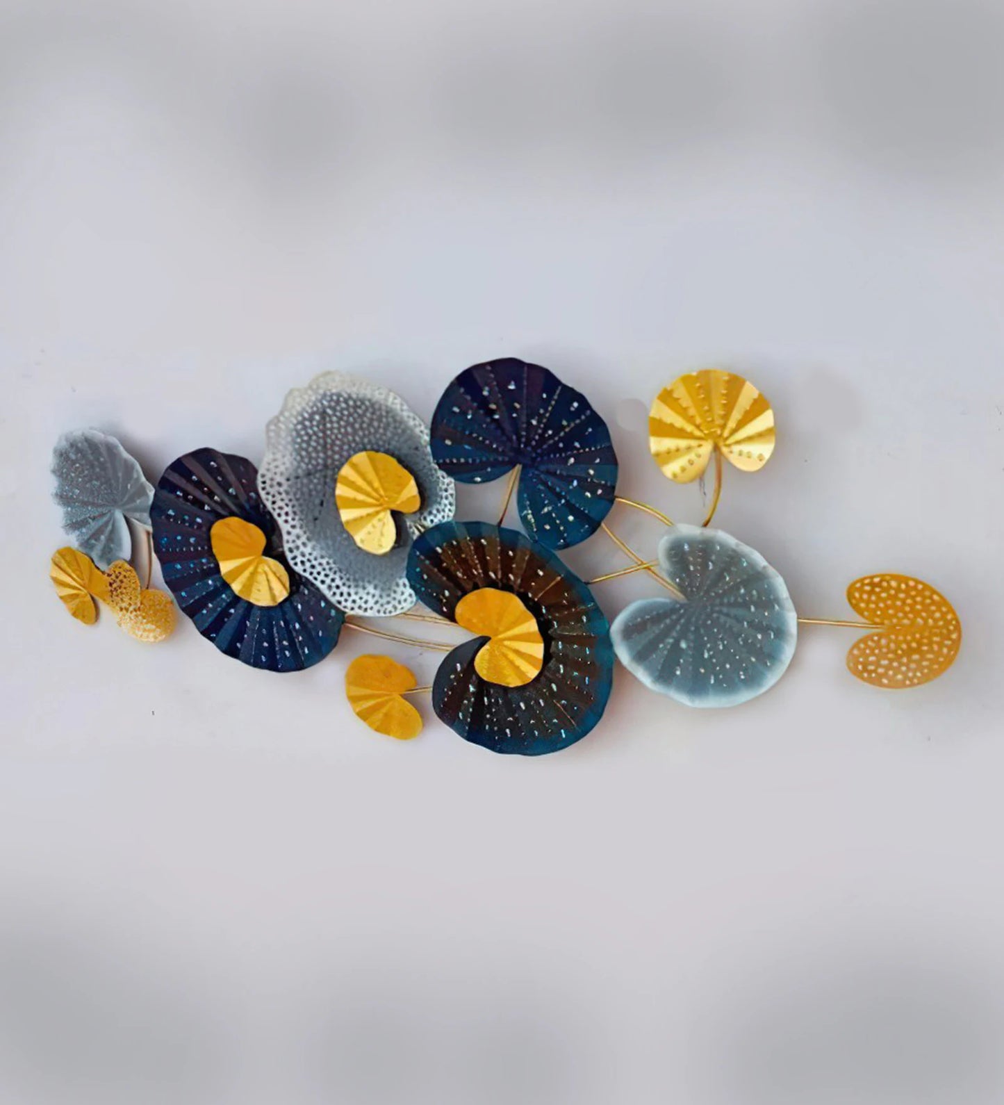 Blue & Gold Coral Design Metal Wall Art- ArtyCraftz
