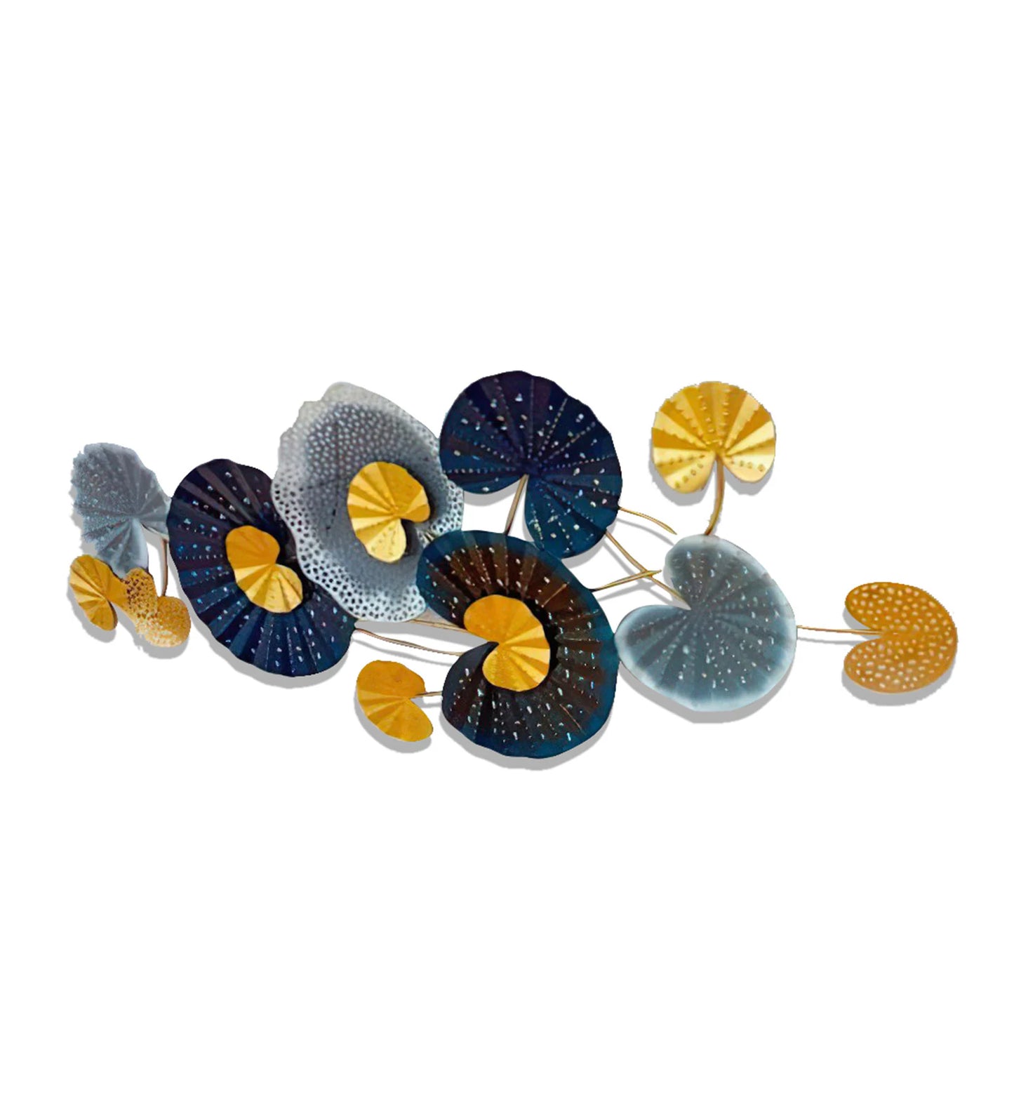 Blue & Gold Coral Design Metal Wall Art- ArtyCraftz