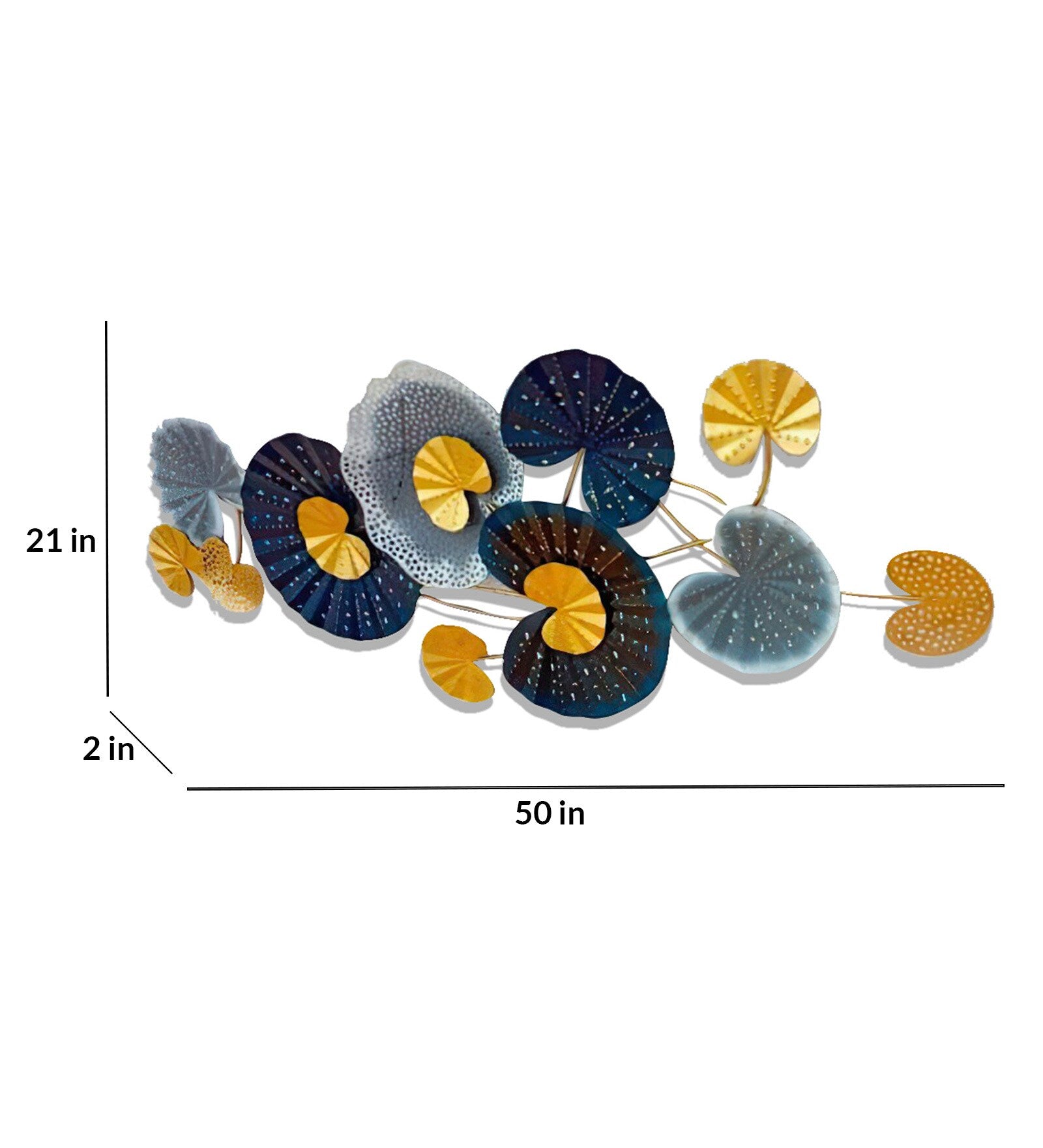 Blue & Gold Coral Design Metal Wall Art- ArtyCraftz