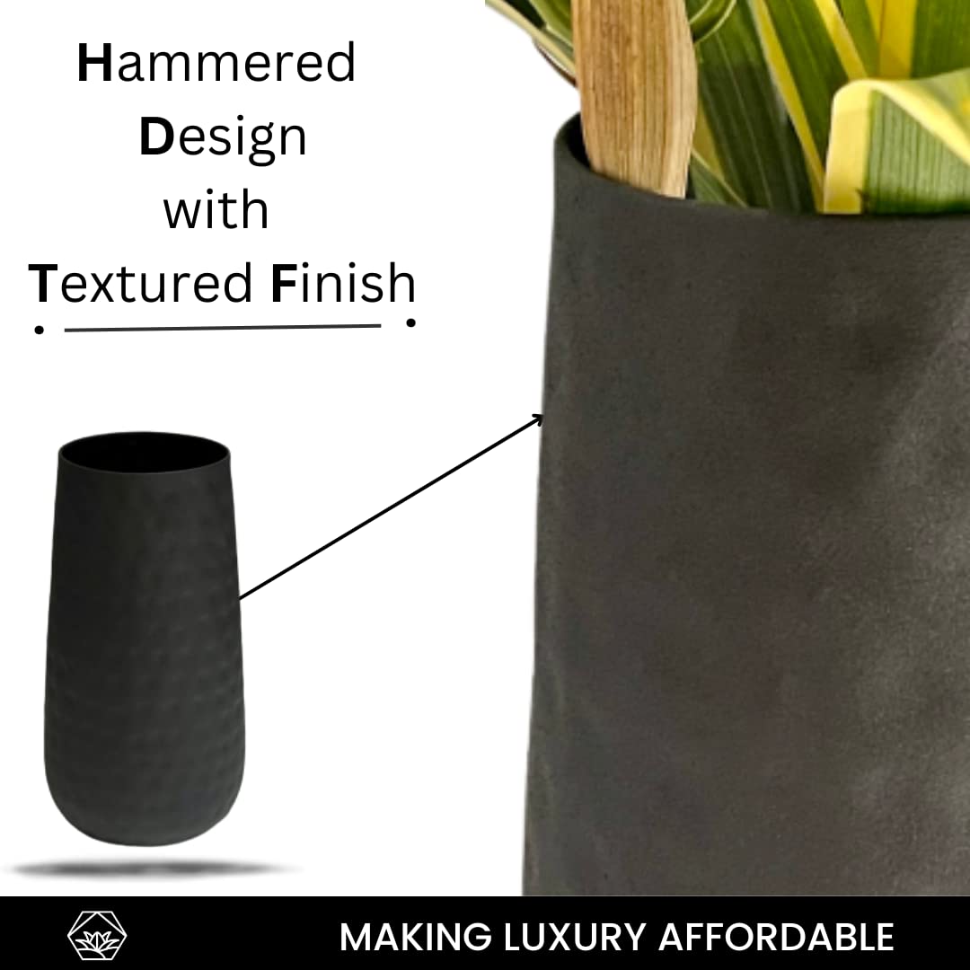 Bold Black Bottle Shaped Hammered Iron Vase-ArtyCraftz.com