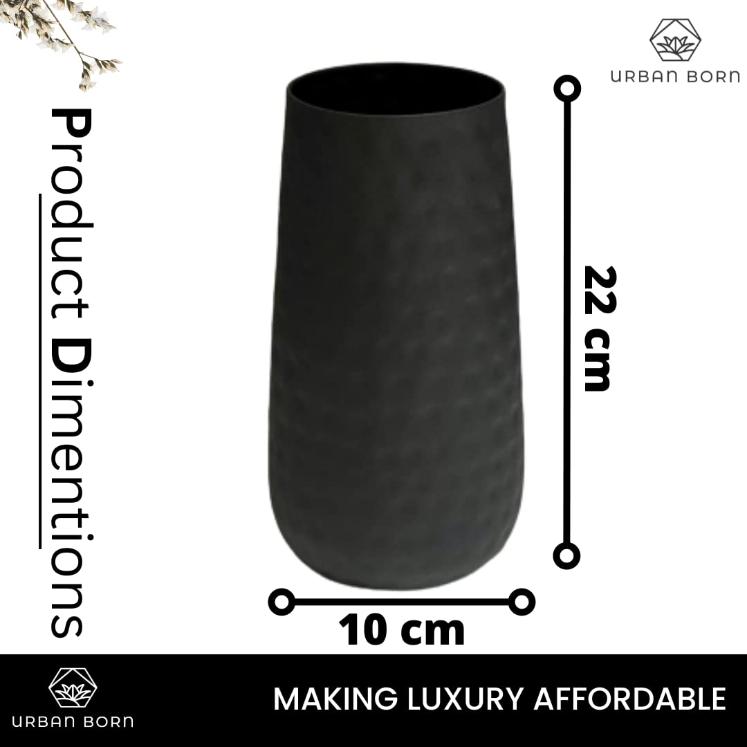 Bold Black Bottle Shaped Hammered Iron Vase-ArtyCraftz.com