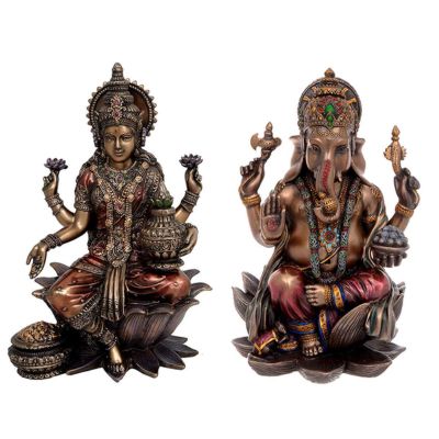 Bonded Bronze Ganesha Lakshmi Statue