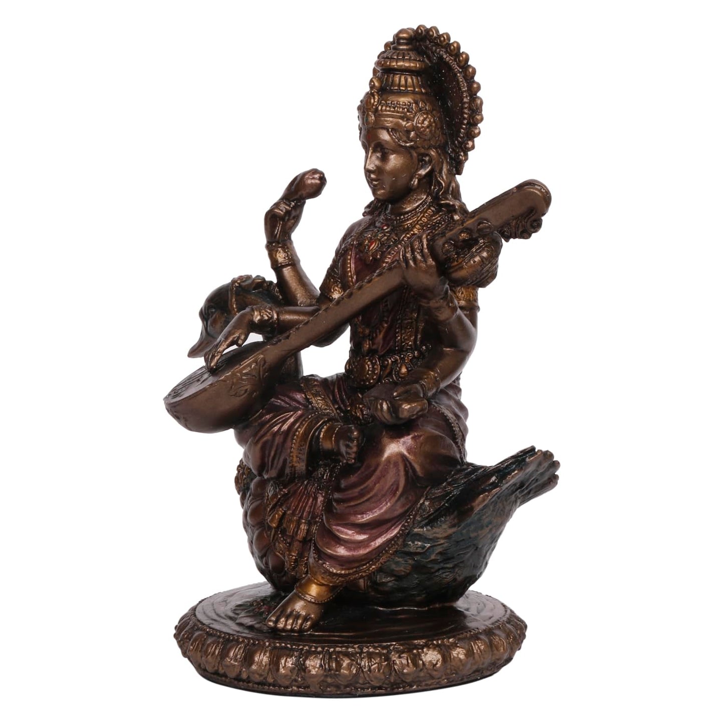 Bonded Resin Saraswati on Swan Idol