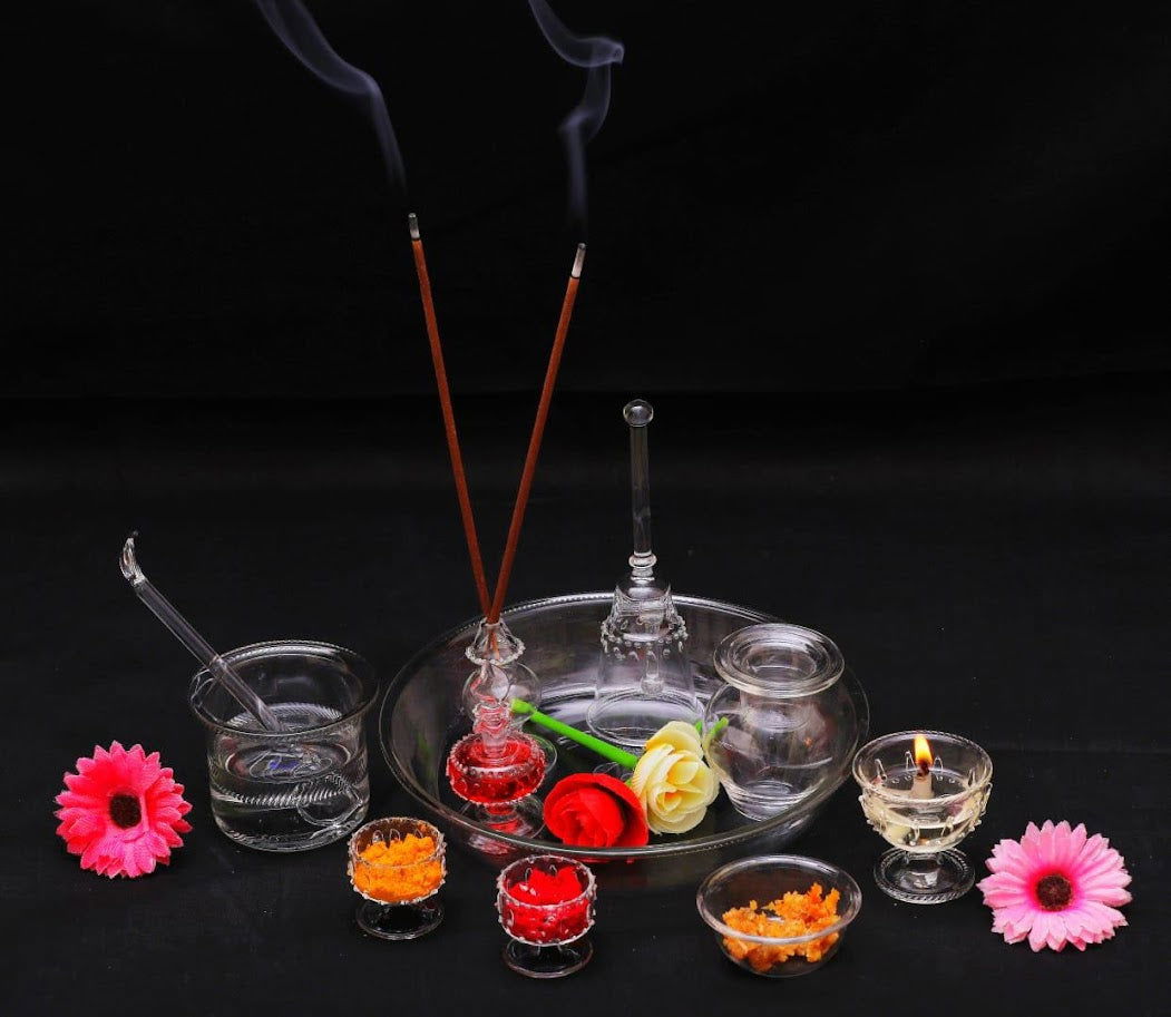 Borosilicate Glass Pooja Thali - ArtyCraftz.com